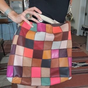 Retro 70's Style Boho Patchwork Leather Bag